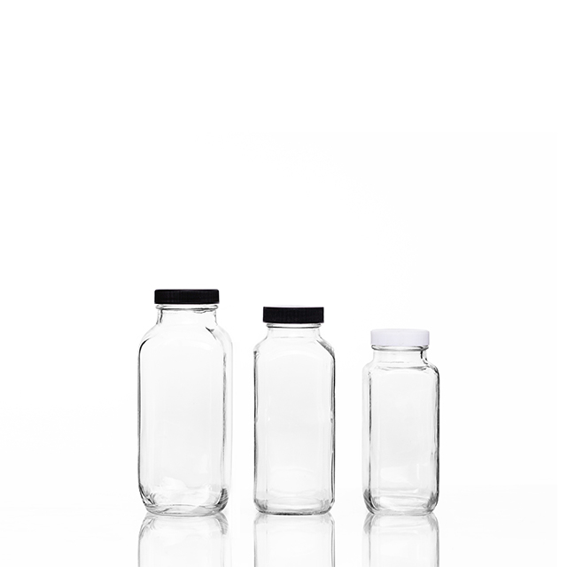 方玻璃牛奶汁瓶带塑料盖